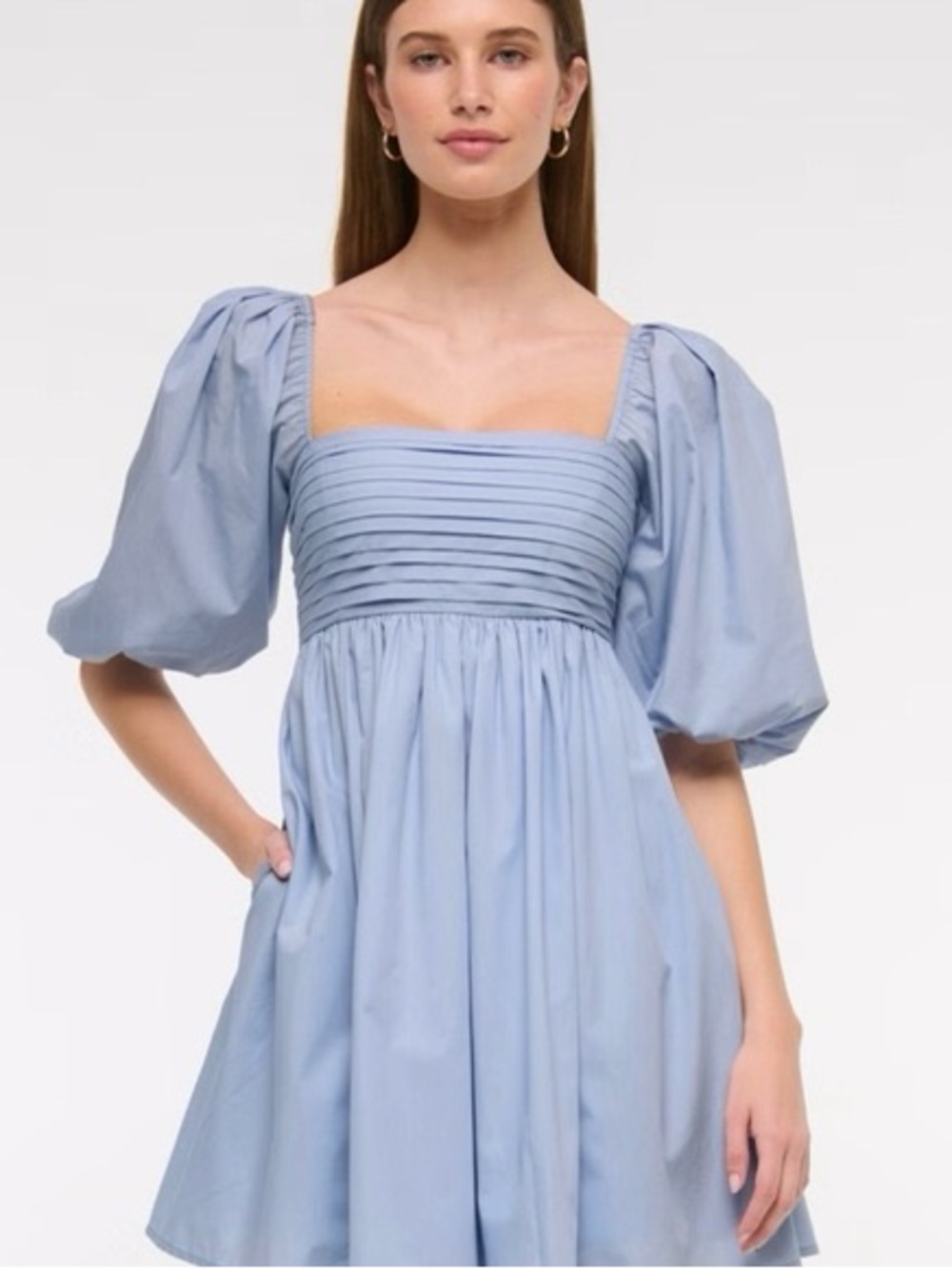 Abercrombie & Fitch Emerson Poplin Puff Sleeve Mini Dress in Blue Size XS